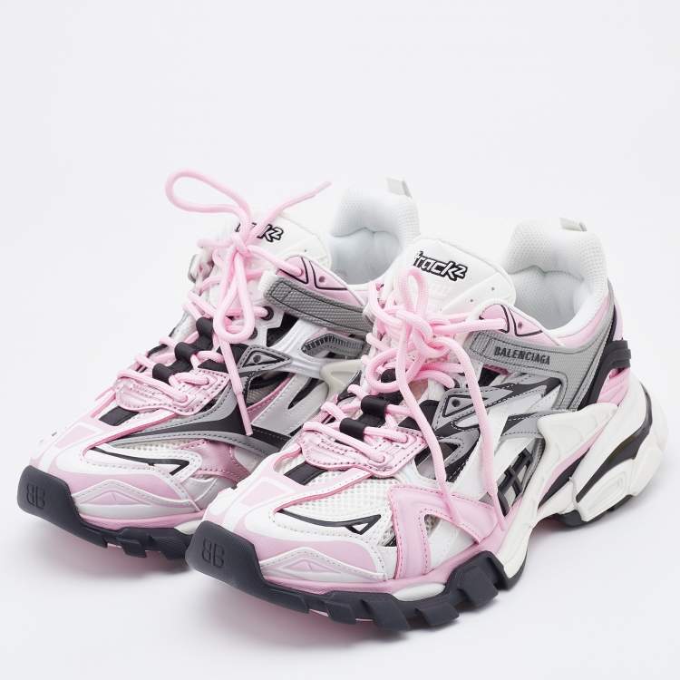 Pre Owned Balenciaga Multicolor Leather and Mesh Track Sneakers Size 38