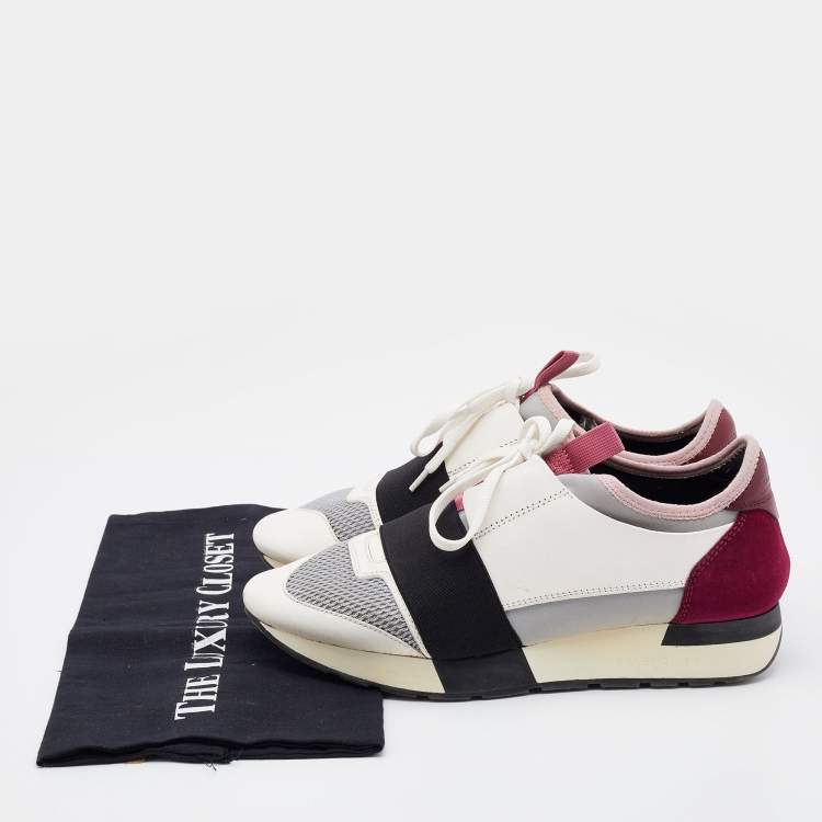Pre Owned Balenciaga Multicolor Leather and Mesh Race Runner Low Top Sneakers Size 38