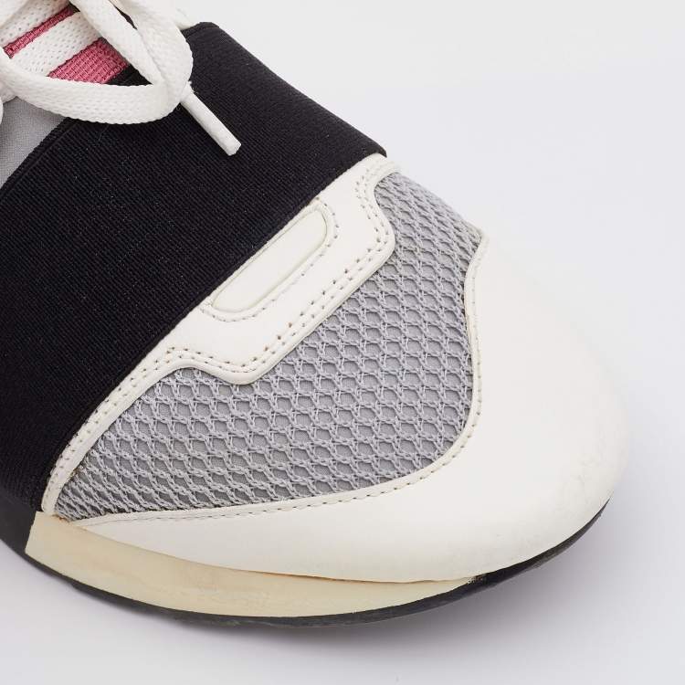 Pre Owned Balenciaga Multicolor Leather and Mesh Race Runner Low Top Sneakers Size 38