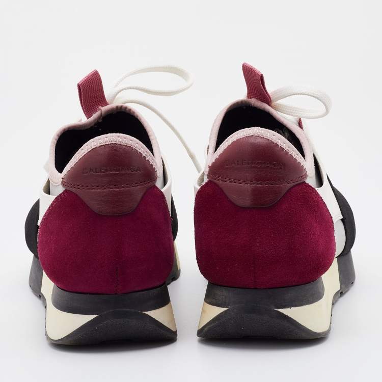 Pre Owned Balenciaga Multicolor Leather and Mesh Race Runner Low Top Sneakers Size 38