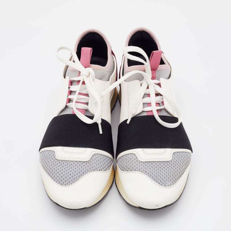 Pre Owned Balenciaga Multicolor Leather and Mesh Race Runner Low Top Sneakers Size 38