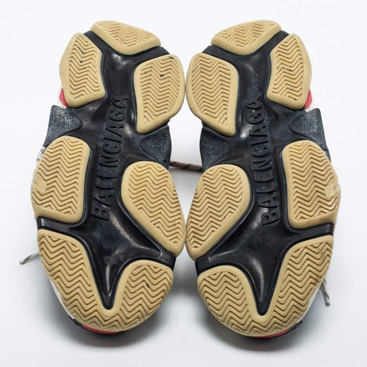 Pre Owned Balenciaga Black Mesh, Suede and Leather Triple S Sneakers Size 36