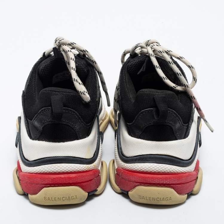 Pre Owned Balenciaga Black Mesh, Suede and Leather Triple S Sneakers Size 36