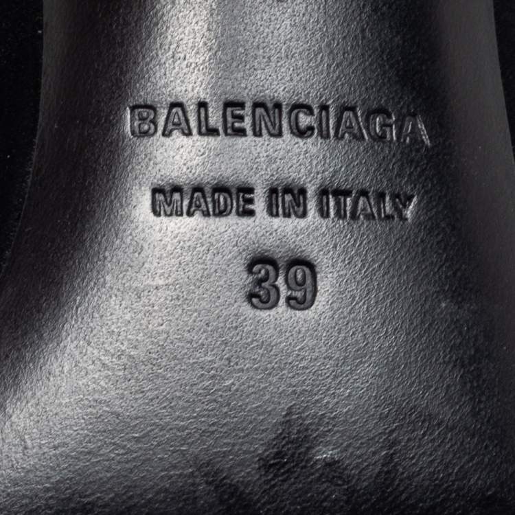 Pre Owned Balenciaga Black Satin Knife  Mules Size 39