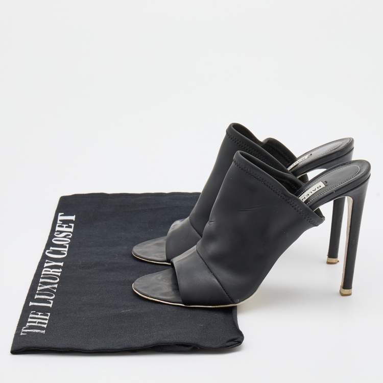 Pre Owned Balenciaga Black Neoprene Glove Open Toe Mules Size 35.5