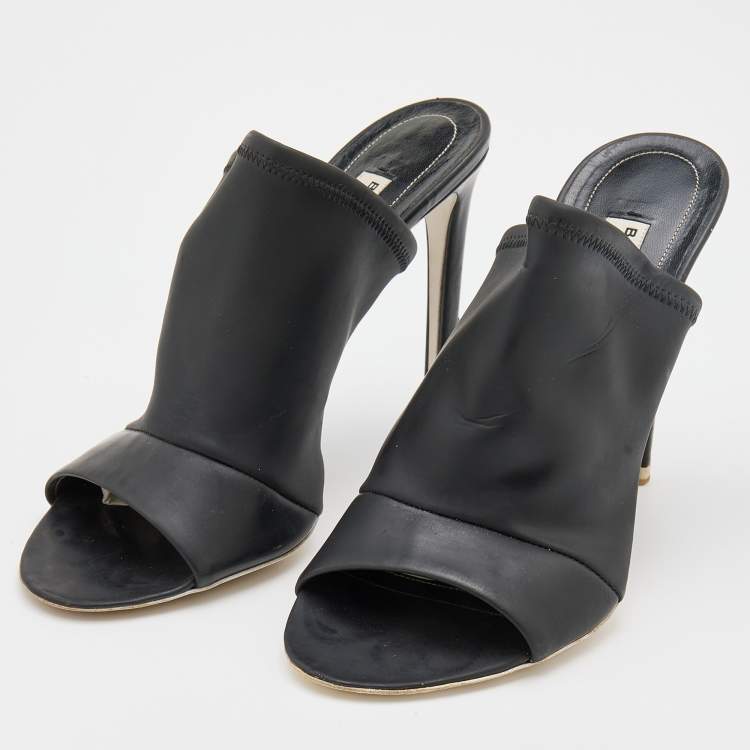 Pre Owned Balenciaga Black Neoprene Glove Open Toe Mules Size 35.5