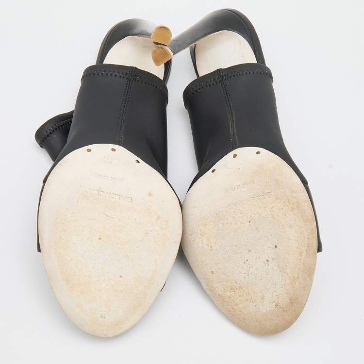 Pre Owned Balenciaga Black Neoprene Glove Open Toe Mules Size 35.5