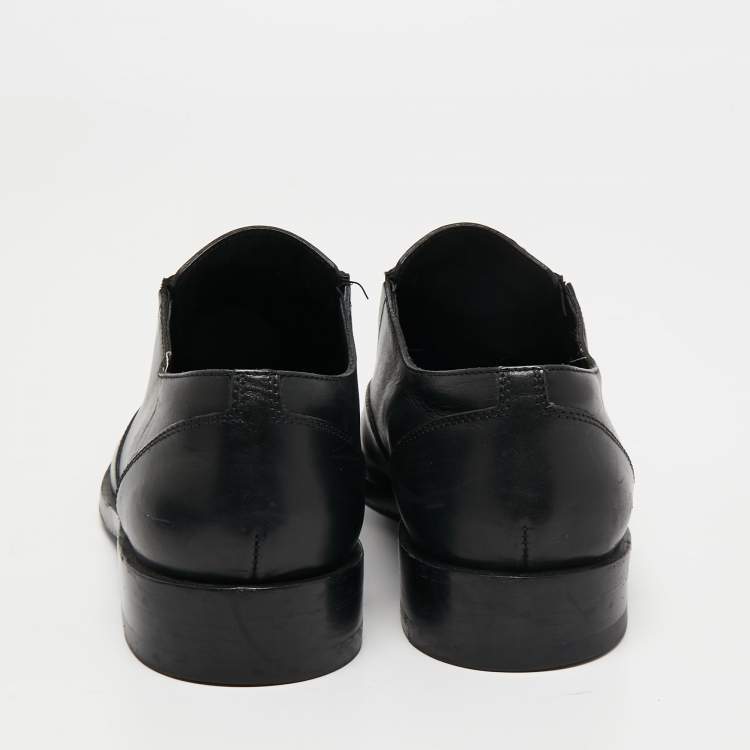 Pre Owned Balenciaga Black Leather Studded Oxfords Size 39