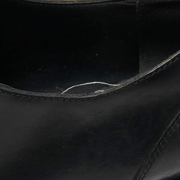 Pre Owned Balenciaga Black Leather Studded Oxfords Size 39