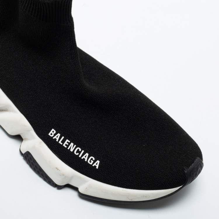 Pre Owned Balenciaga Black Knit Fabric  Speed 2.0 Sneakers Size 38