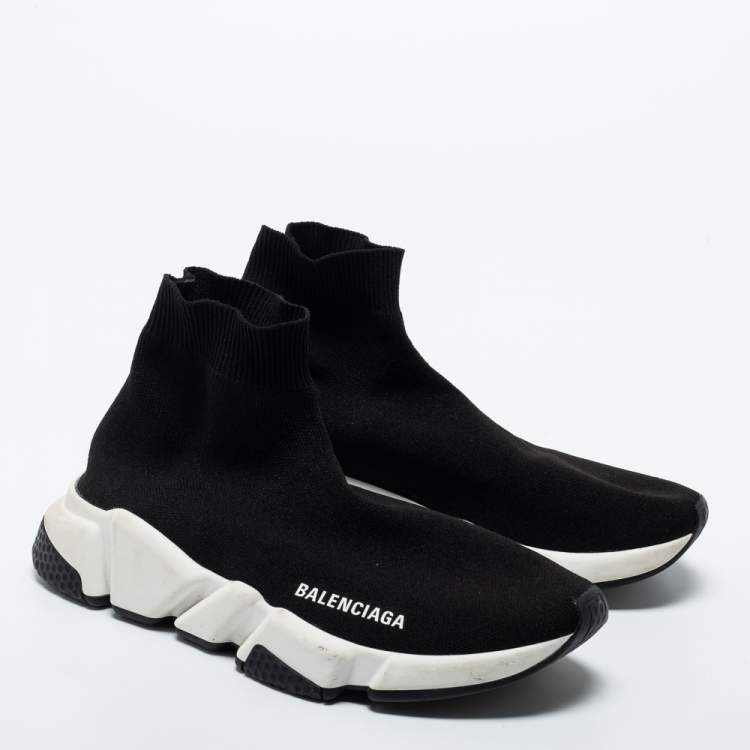 Pre Owned Balenciaga Black Knit Fabric  Speed 2.0 Sneakers Size 38