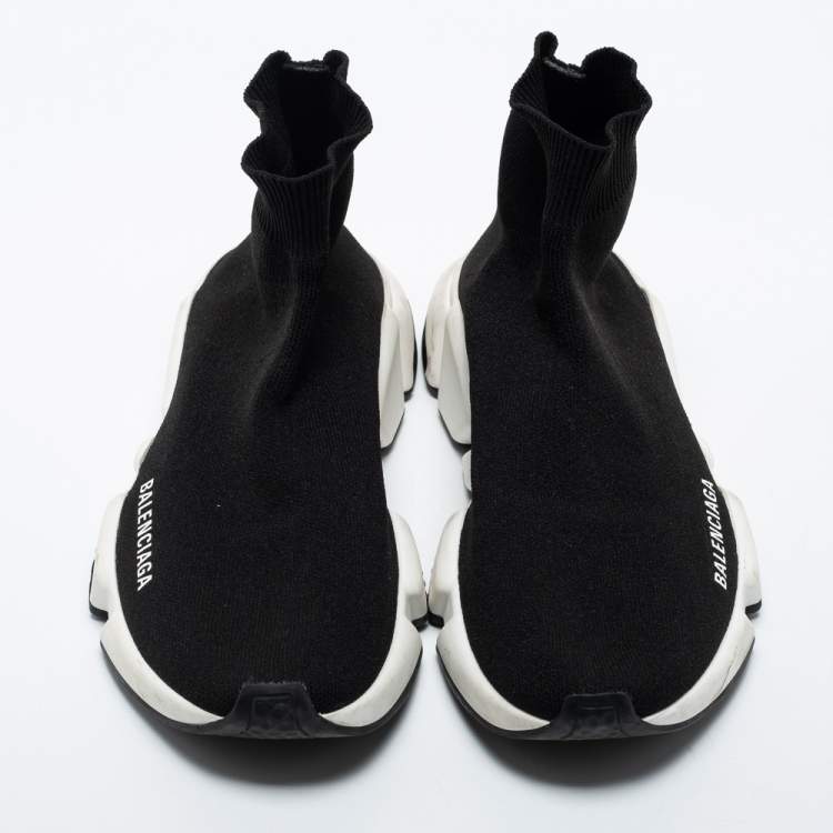 Pre Owned Balenciaga Black Knit Fabric  Speed 2.0 Sneakers Size 38
