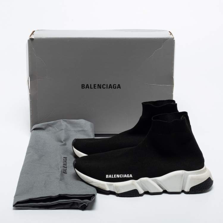 Pre Owned Balenciaga Black Knit Fabric  Speed 2.0 Sneakers Size 38