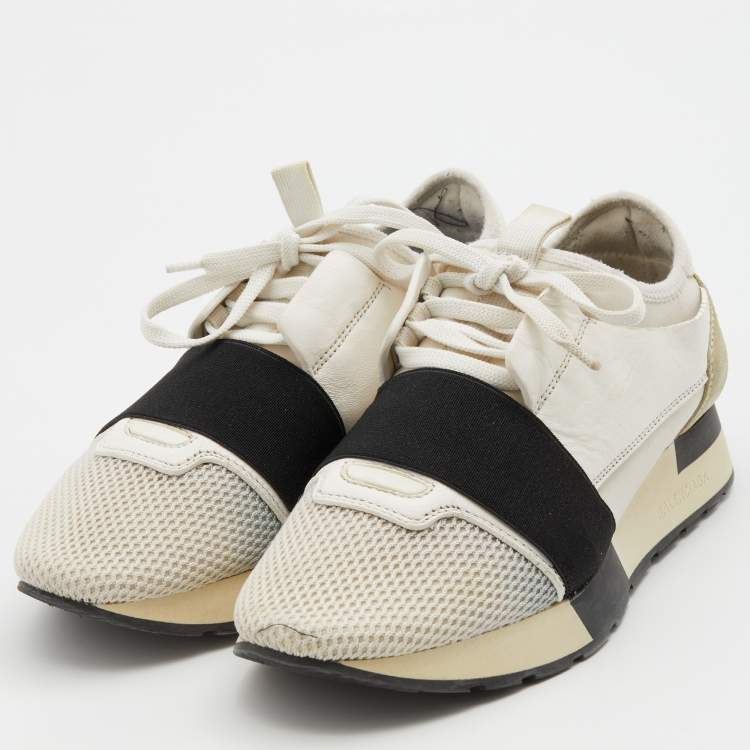 matchmaker telegram Børnecenter Balenciaga White/Black Leather and Mesh Race Runner Low Top Sneakers Size  37 Balenciaga | TLC
