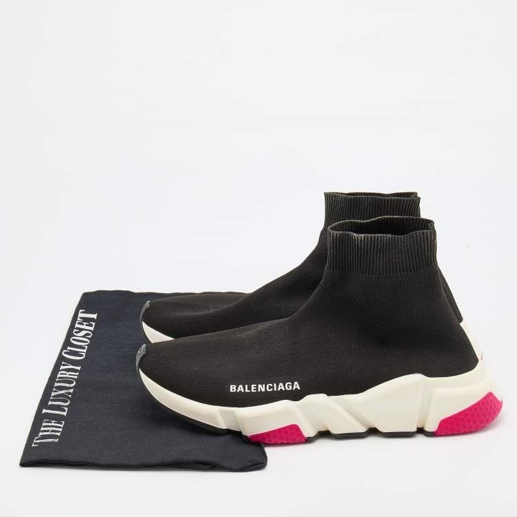 مملوكة مسبقًا Balenciaga Black Knit Fabric Speed 2.0 Slip On Sneakers Size 38