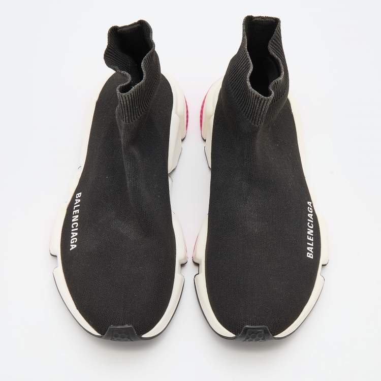 مملوكة مسبقًا Balenciaga Black Knit Fabric Speed 2.0 Slip On Sneakers Size 38