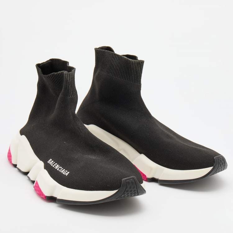 مملوكة مسبقًا Balenciaga Black Knit Fabric Speed 2.0 Slip On Sneakers Size 38