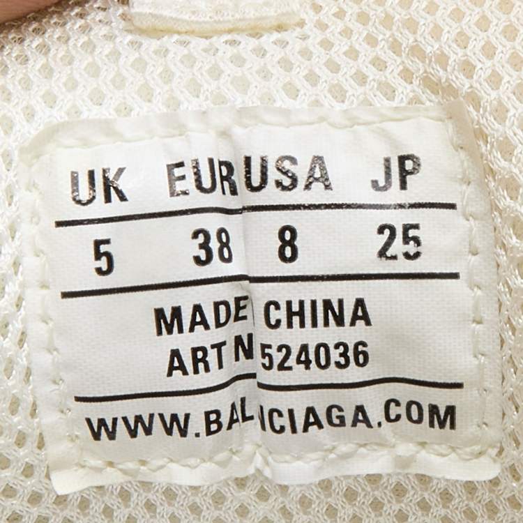 Pre Owned Balenciaga White/Grey Leather and Mesh Triple S Sneakers Size 38
