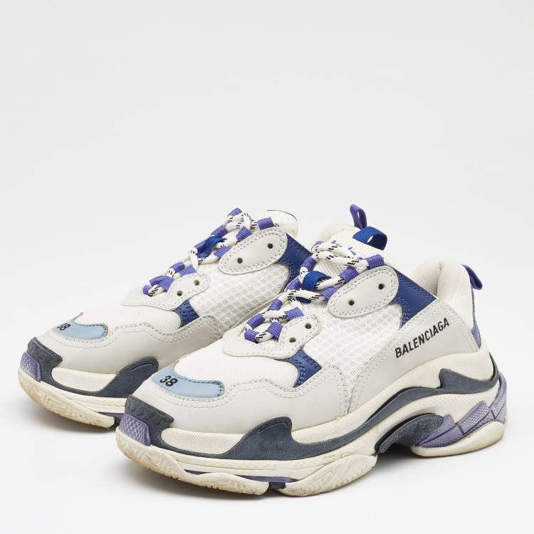 Pre Owned Balenciaga Multicolour Leather and Mesh Triple S Sneakers Size 38