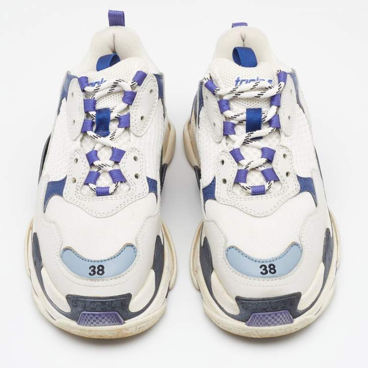 Pre Owned Balenciaga Multicolour Leather and Mesh Triple S Sneakers Size 38