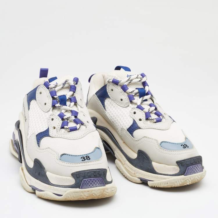 Pre Owned Balenciaga Multicolour Leather and Mesh Triple S Sneakers Size 38