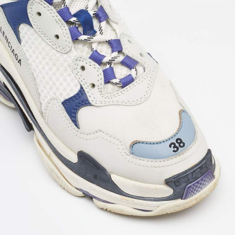 Pre Owned Balenciaga Multicolour Leather and Mesh Triple S Sneakers Size 38