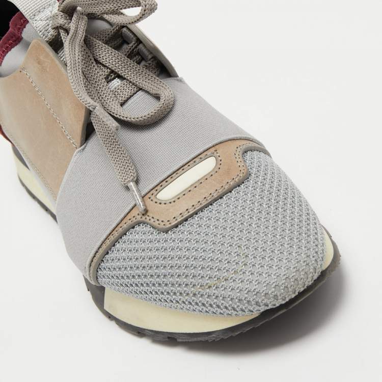 Pre Owned Balenciaga Multicolor Mesh and Leather Race Runner Sneakers Size 35