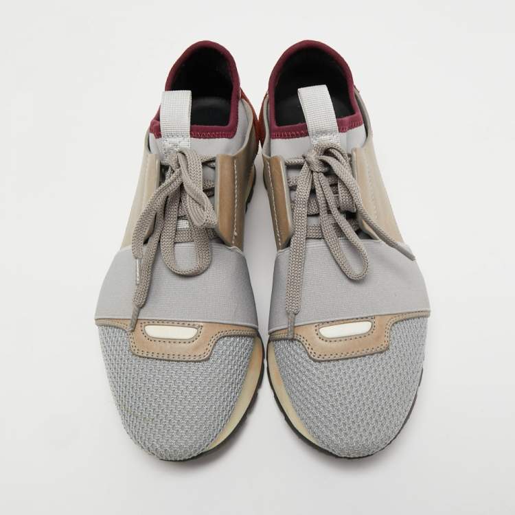 Pre Owned Balenciaga Multicolor Mesh and Leather Race Runner Sneakers Size 35