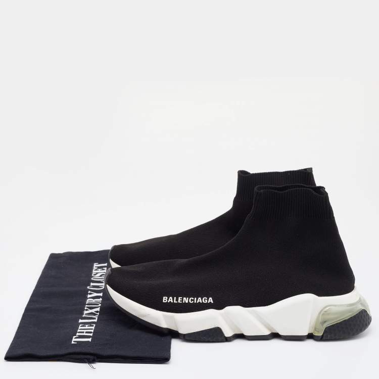 مملوكة مسبقًا Balenciaga Black Knit Fabric Speed 2.0 Sneakers Size 38
