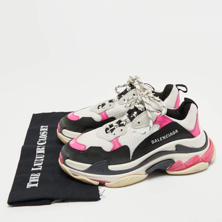 Pre Owned Balenciaga Multicolor Fabric and Leather Triple S Sneakers Size 38