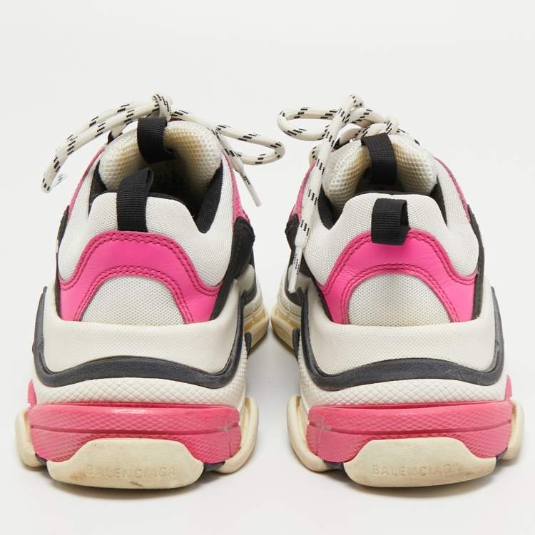 Pre Owned Balenciaga Multicolor Fabric and Leather Triple S Sneakers Size 38