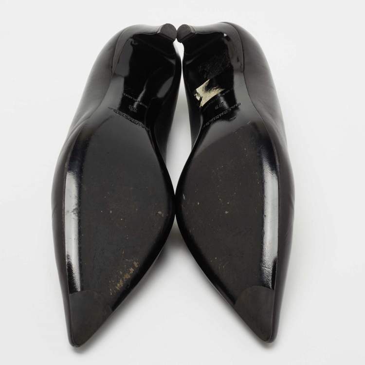 Pre Owned Balenciaga Black Leather Knife Pumps Size 39