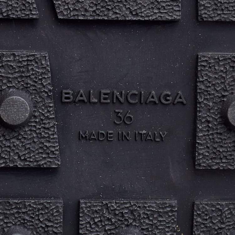 Pre Owned Balenciaga Black/Burgundy Mesh and Elastic Race Runner Sneakers Size 36