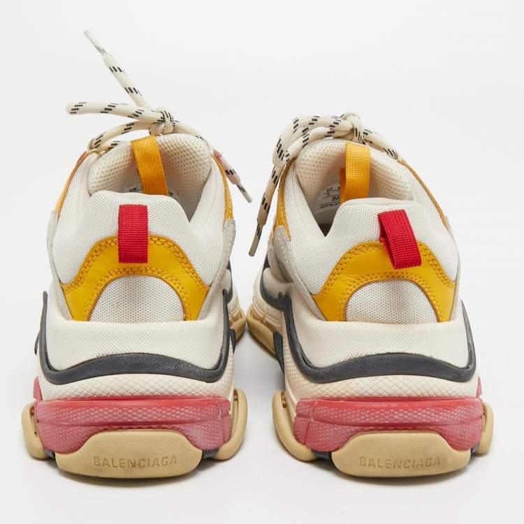 Pre Owned Balenciaga Multicolor Mesh and Leather Triple S Sneakers Size 38