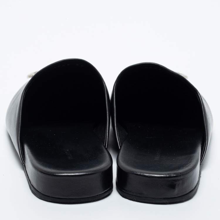 Pre Owned Balenciaga Black leather Cosy BB Flat Mules Size 39