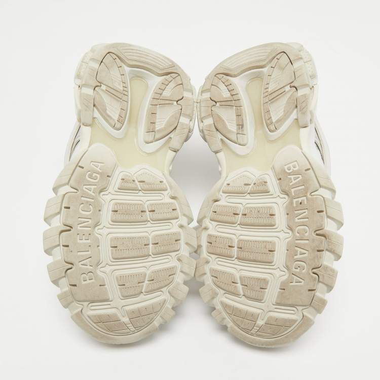 Pre Owned Balenciaga White Leather and Mesh Track Sneakers Size 37