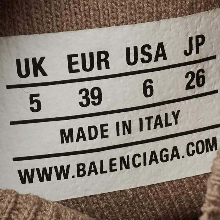 Pre Owned Balenciaga Beige Knit Fabric Speed 2.0 High Top Sneakers Size 39