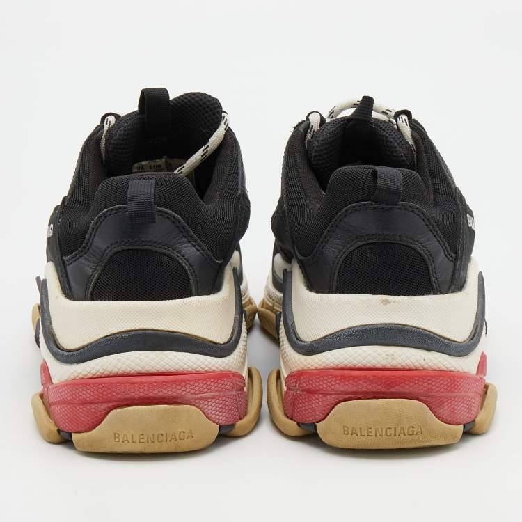 Pre Owned Balenciaga Black Mesh and Nubuck Leather Triple S Sneakers Size 40