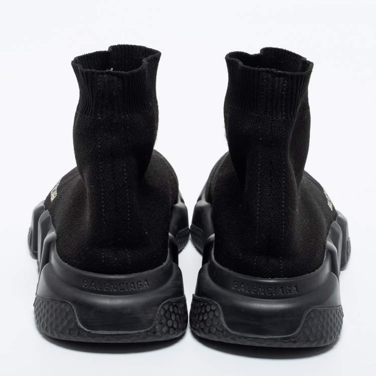 Pre Owned Balenciaga Black Knit Fabric Speed Trainer Sneakers Size 38