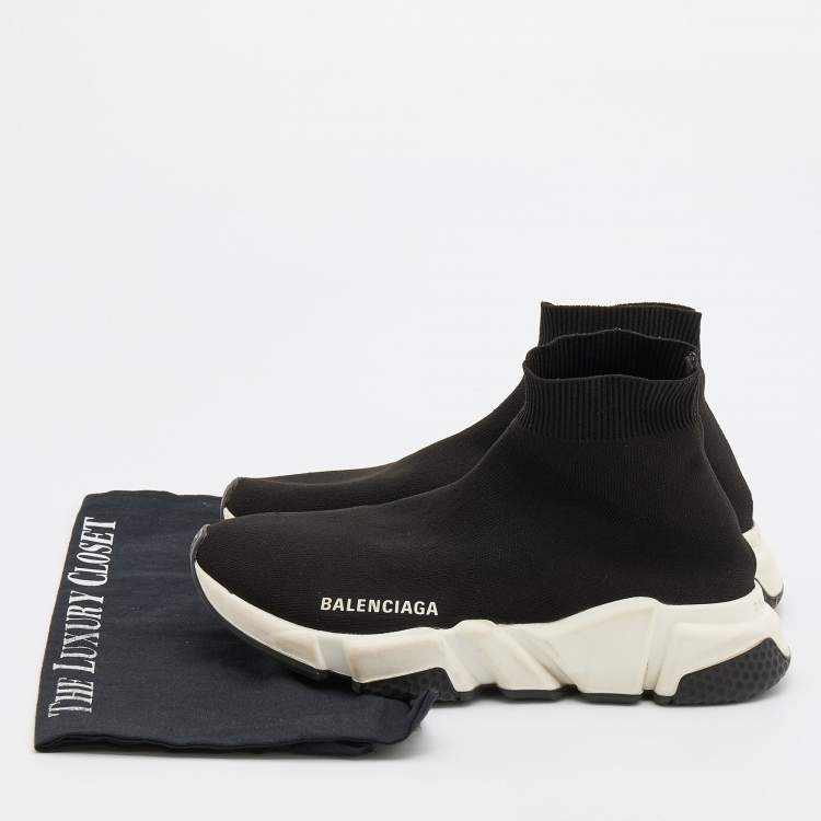 Pre Owned Balenciaga Black Knit Fabric Speed 2.0 Sneakers Size 37