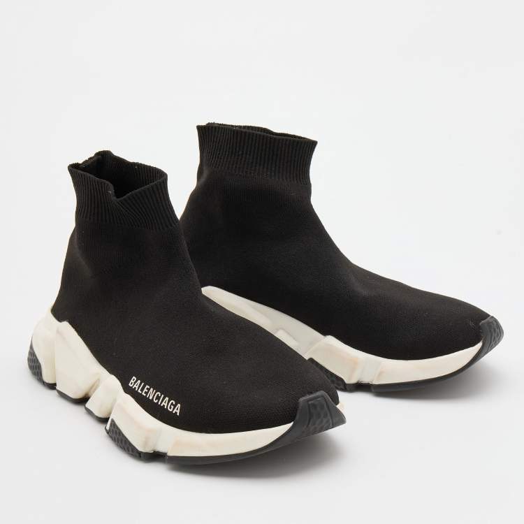 Pre Owned Balenciaga Black Knit Fabric Speed 2.0 Sneakers Size 37