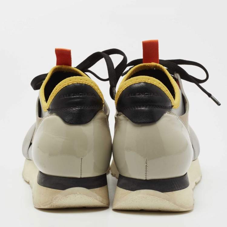 Pre Owned Balenciaga Multicolor Mesh, Leather and Neoprene Race Runner Sneakers Size 39