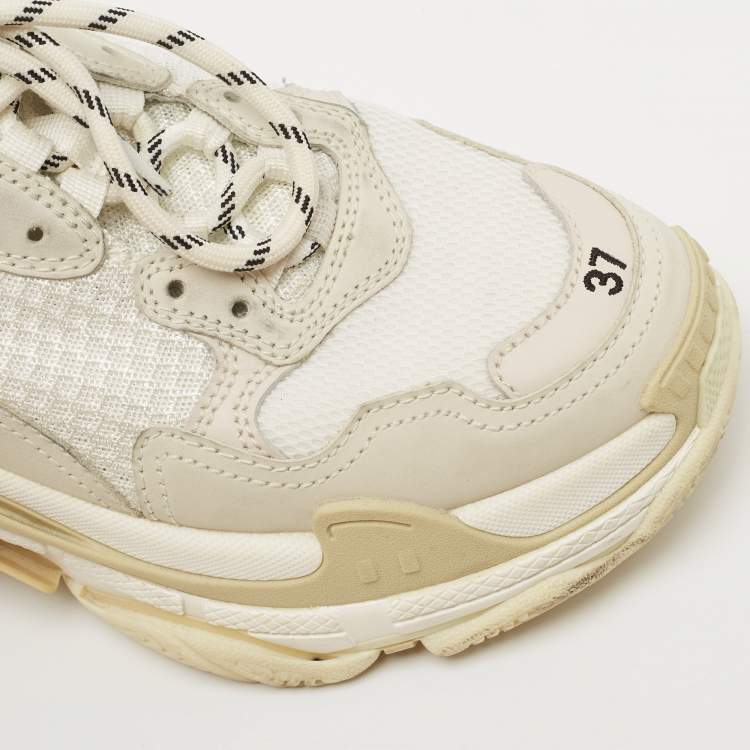 مملوكة مسبقًا Balenciaga Tricolor Mesh and Leather Triple S Sneakers Size 37