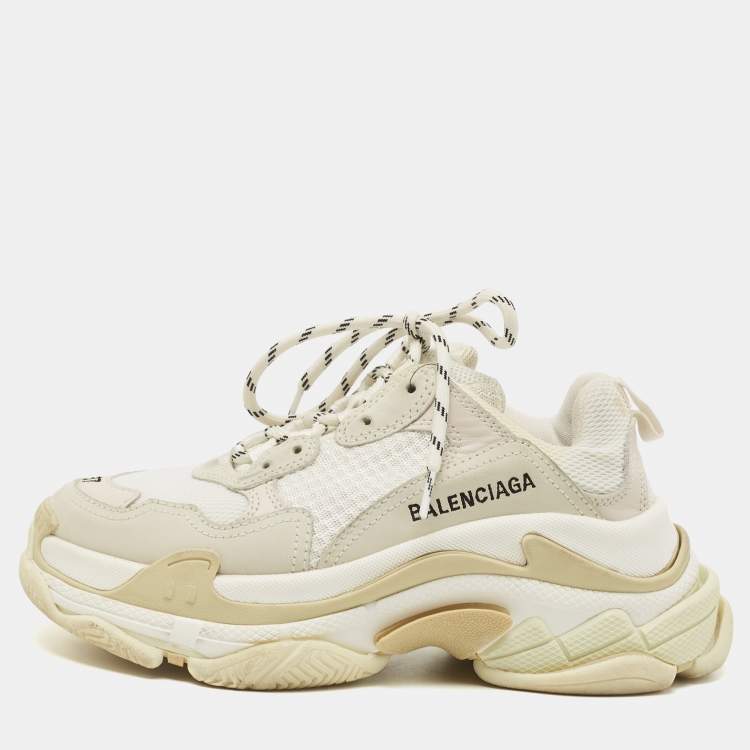 مملوكة مسبقًا Balenciaga Tricolor Mesh and Leather Triple S Sneakers Size 37
