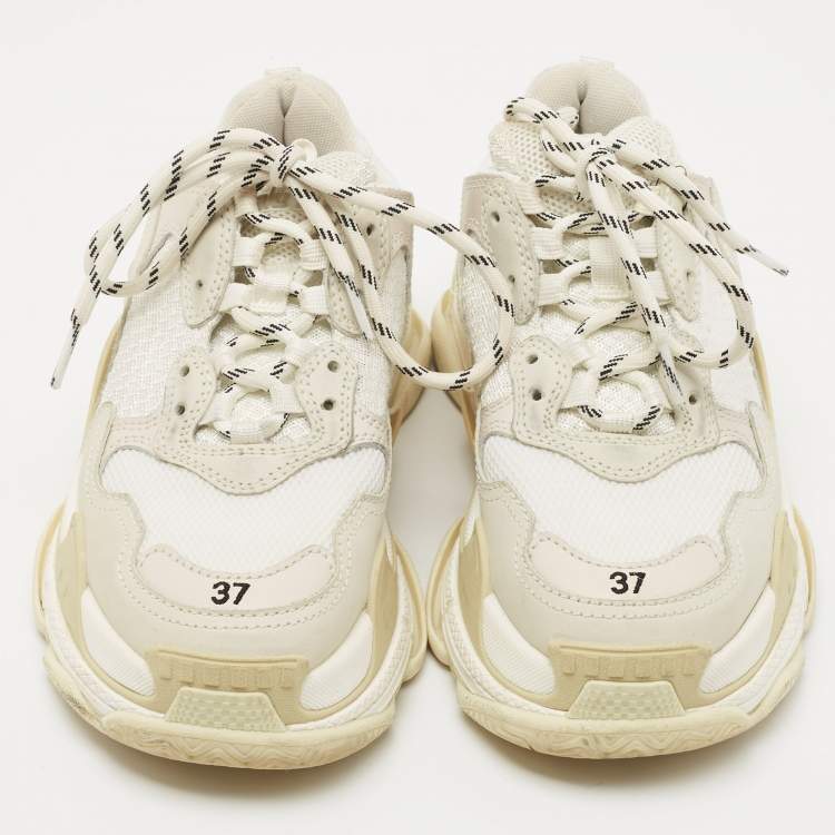 مملوكة مسبقًا Balenciaga Tricolor Mesh and Leather Triple S Sneakers Size 37