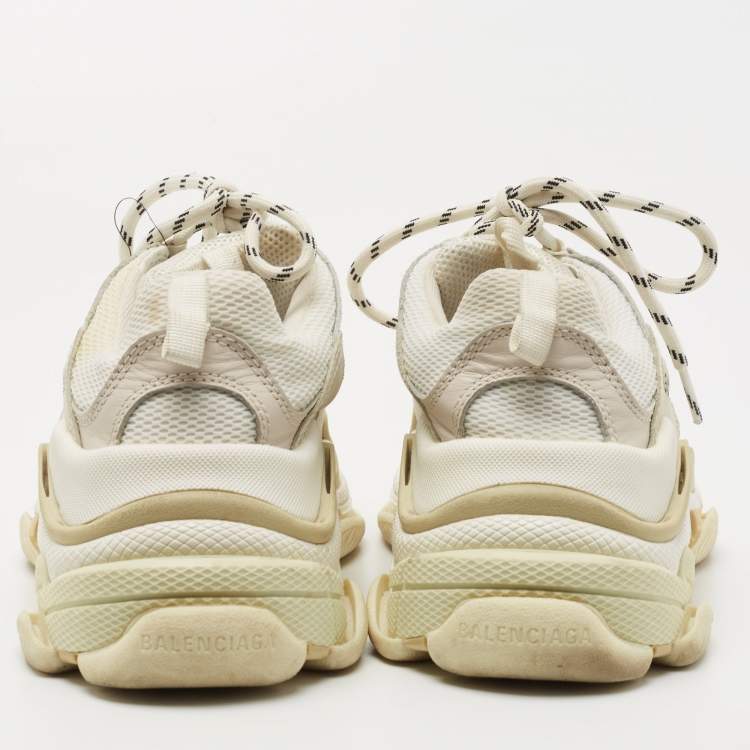 مملوكة مسبقًا Balenciaga Tricolor Mesh and Leather Triple S Sneakers Size 37