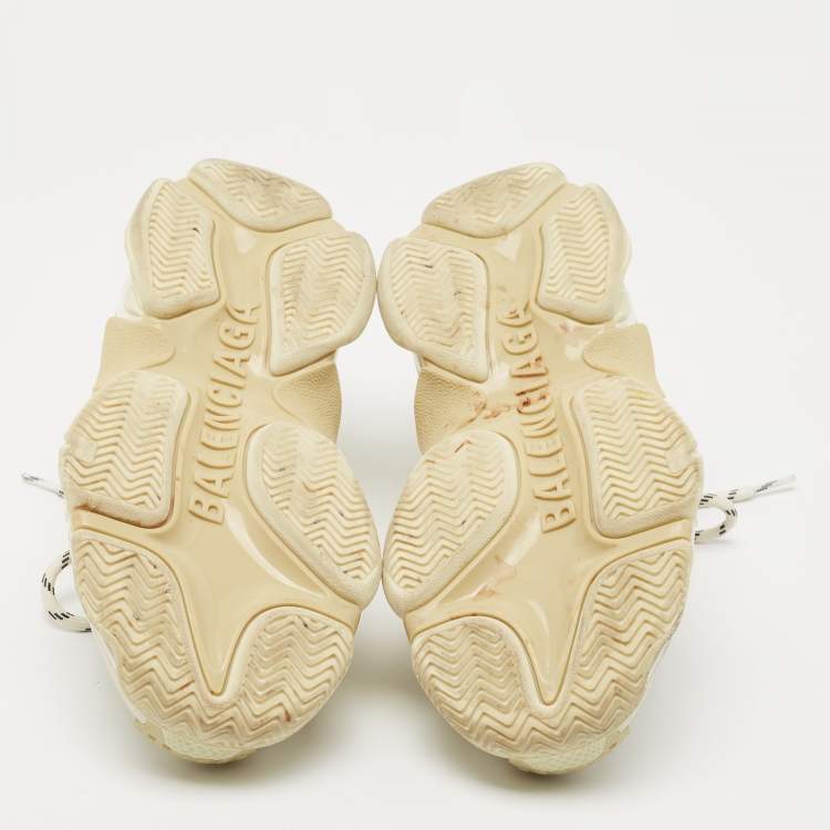 مملوكة مسبقًا Balenciaga Tricolor Mesh and Leather Triple S Sneakers Size 37