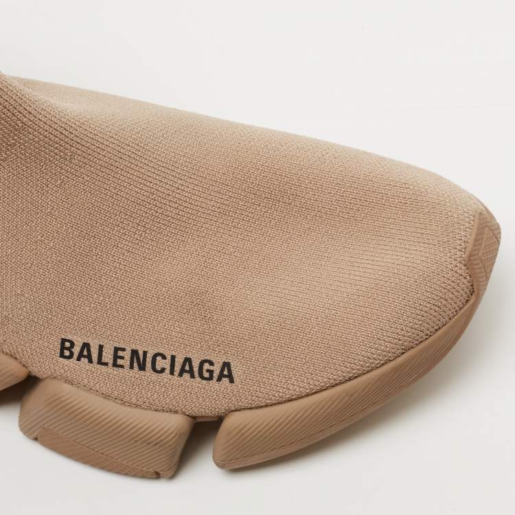 Pre Owned Balenciaga Brown Fabric Speed 2.0 Sneakers Size 37