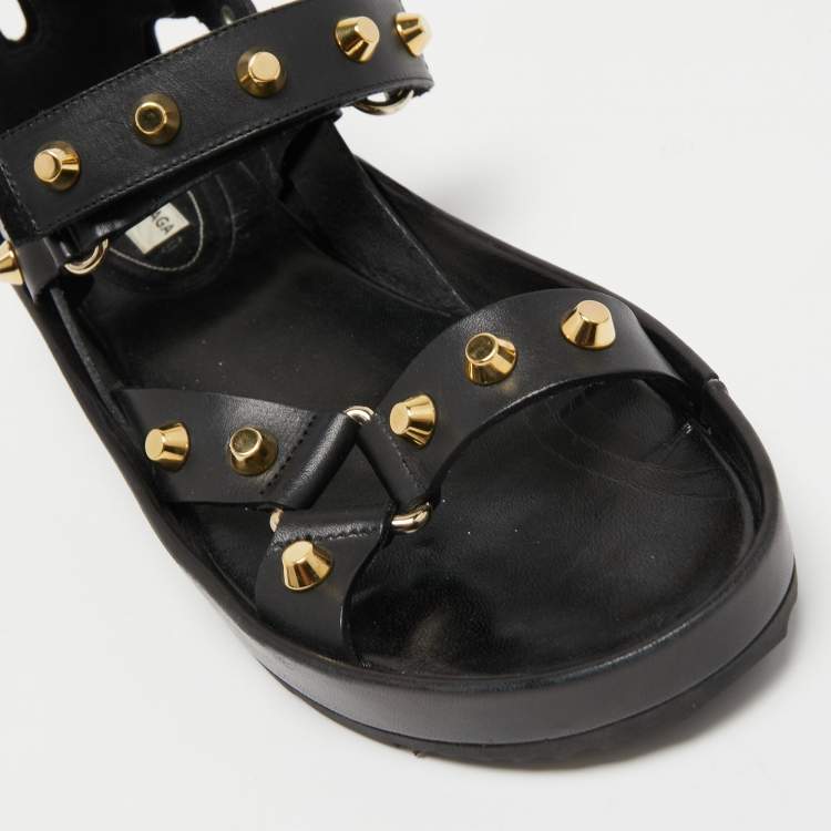 مملوكة مسبقًا Balenciaga Black Leather Arena Platform Sandals Size 41