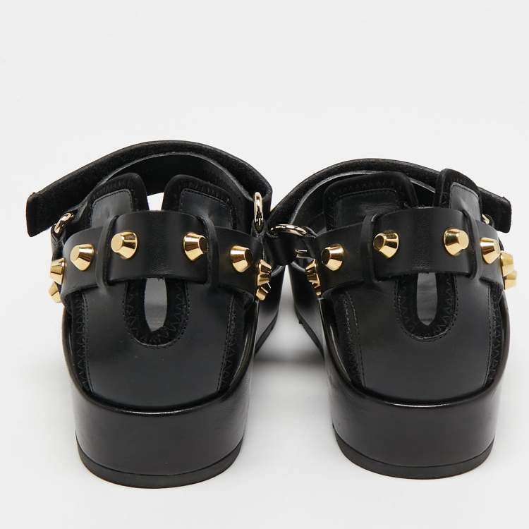 مملوكة مسبقًا Balenciaga Black Leather Arena Platform Sandals Size 41